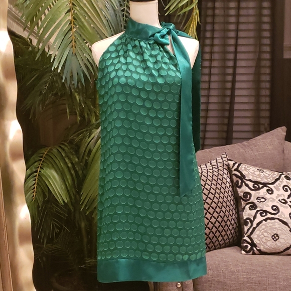 SNAP. Green Women's dress, Sleeveless with Satain Tie, Size 7 - Picture 2 of 13